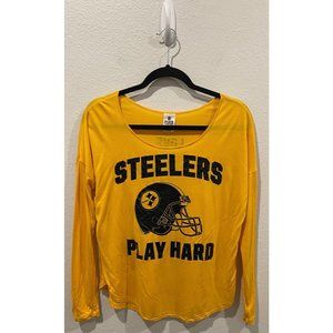 PINK Yellow And Black Steelers Play Hard Tee Shirt